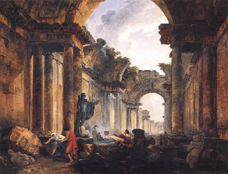 ROBERT, Hubert Imaginary View of the Grande Galerie in the Louvre in Ruins AG china oil painting image